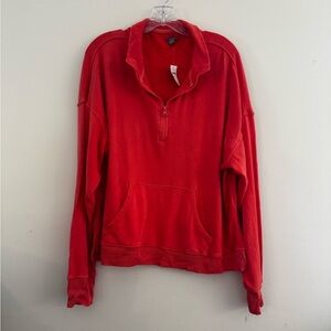 Aerie Women's Red Half-Zip Sweatshirt